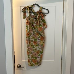 Jcrew tie shoulder cotton poplin floral dress